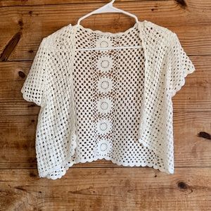Cream open front crotchet  cardigan